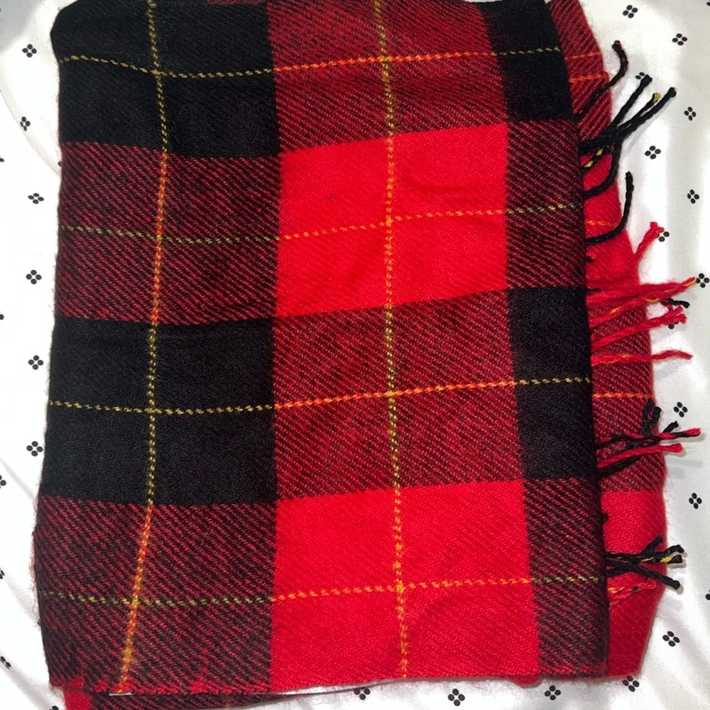 Topman scarf black red plaid nwt
